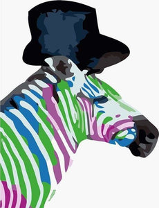 peinture par numéros | Zèbre au chapeau | animaux facile Pop Art zèbres | FiguredArt